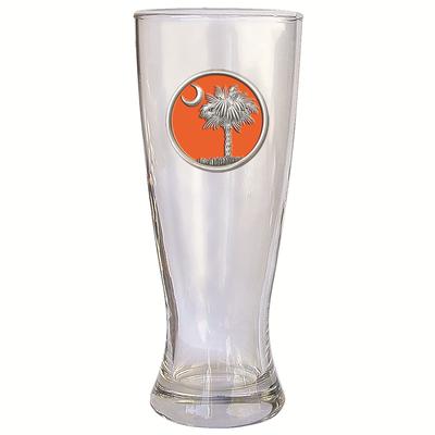 Heritage Pewter Orange Palmetto Emblem Pilsner