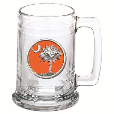 Heritage Pewter Orange Palmetto Emblem Stern Glass