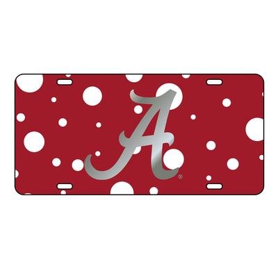 Alabama License Plate Crimson/Silver Script A with Dots