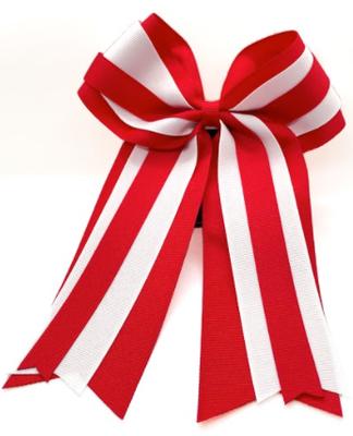 Red & White Layered 2 Tone Ponytail Bow
