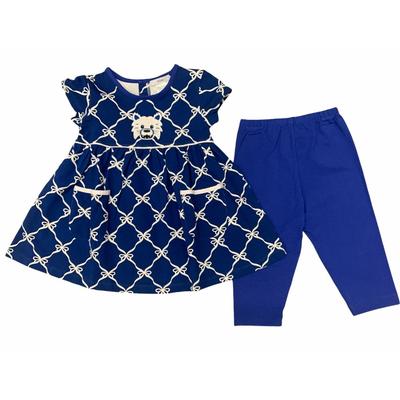 Ishtex Girls Royal and Grey Short Sleeve Capri Pant Set
