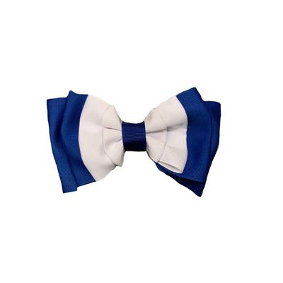 Ashley on Campus Royal and White Pinch Ruffled Bow
