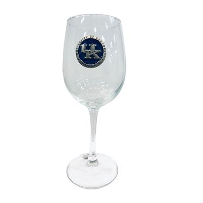 Kentucky Heritage Pewter UK Blue Emblem Wine Glass