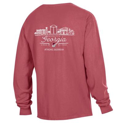 Georgia Campus Scene Long Sleeve Comfort Colors Pocket Tee
