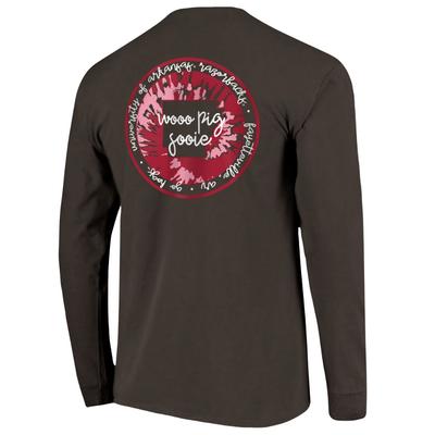 Arkansas Circle Tie Dye State Women's Comfort Colors Long Sleeve Tee