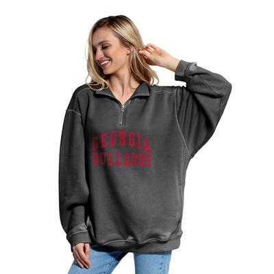 Georgia Chicka-D Everybody Quarter Zip Distressed Pullover