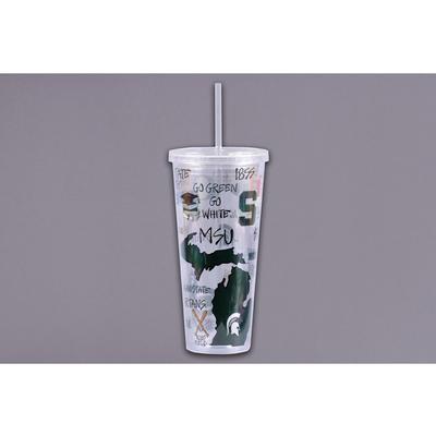Michigan State Magnolia Lane 22 oz Tumbler with Straw