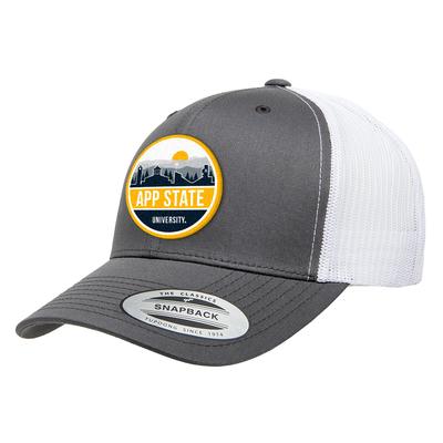 Appalachian State Uscape Scenic Patch Trucker Adjustable Hat CHARCOAL/WHT