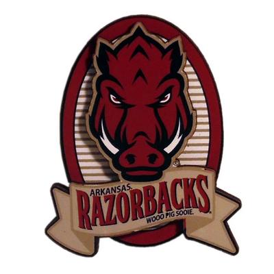 Arkansas Oval Artwood Razorback Magnet