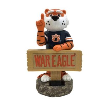 Auburn Solar Resin Statue with Sign