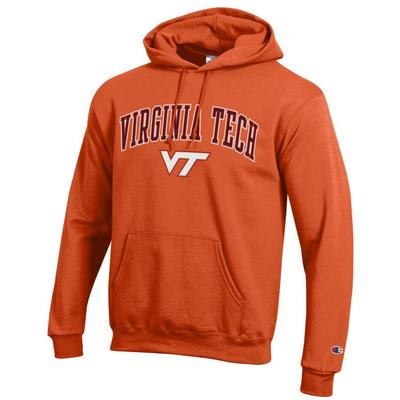 Virginia Tech Champion Fleece Screen Print Arch With Logo Hoodie - Orange
