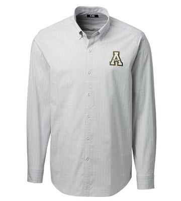 Appalachian State Cutter and Buck Men's Soar Windowpane Check Dress Shirt