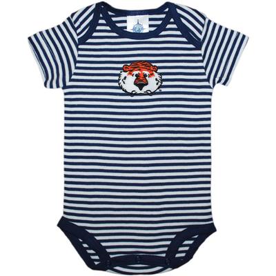 Auburn Infant Creative Knitwear Aubie Striped Short Sleeve Bodysuit