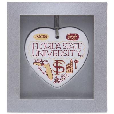 Florida State Julia Gash Ceramic Heart Ornament