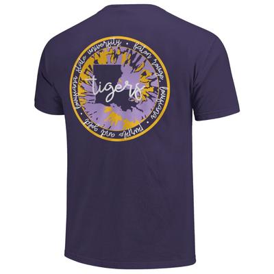 LSU Circle Pattern with State Script Short Sleeve Comfort Colors Tee