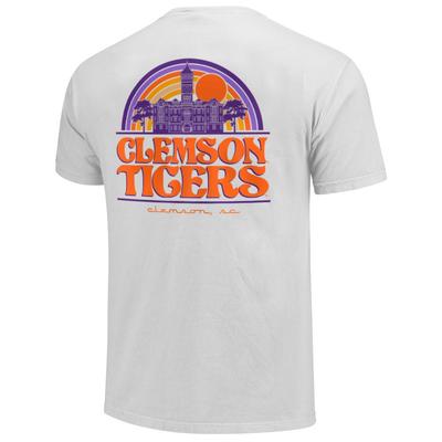 Clemson Rainbow Campus Building Short Sleeve Comfort Colors Tee