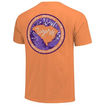 Clemson Circle Pattern with State Script Short Sleeve Comfort Colors Tee