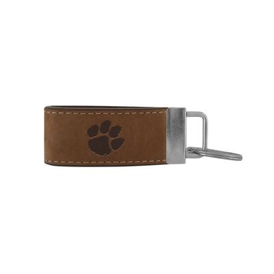 Clemson Zeppro All Leather Embossed Key Fob