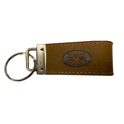 Auburn Zeppro All Leather Embossed Key Fob