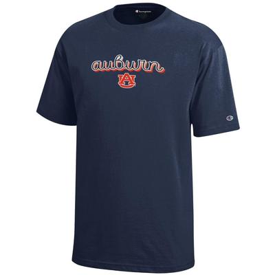 Auburn Champion Youth Script Tee