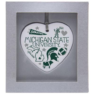 Michigan State Julia Gash Ceramic Heart Ornament