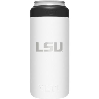 LSU Yeti White Primary Logo Slim Colster