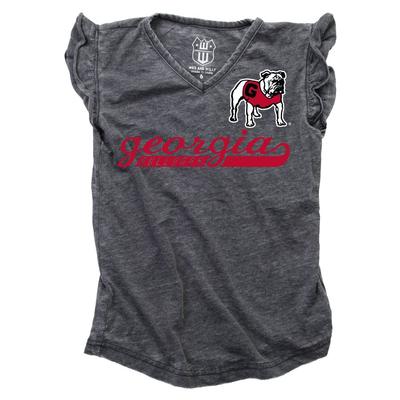 Georgia Toddler Script Burnout Ruffle Short Sleeve Tee