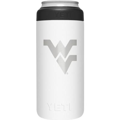 West Virginia Yeti White Primary Logo Slim Colster