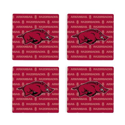 Arkansas 4pk Primary Repeat Logo Coaster