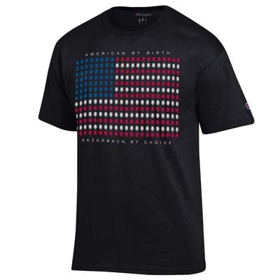 Arkansas Champion Mini Logo American Flag Tee