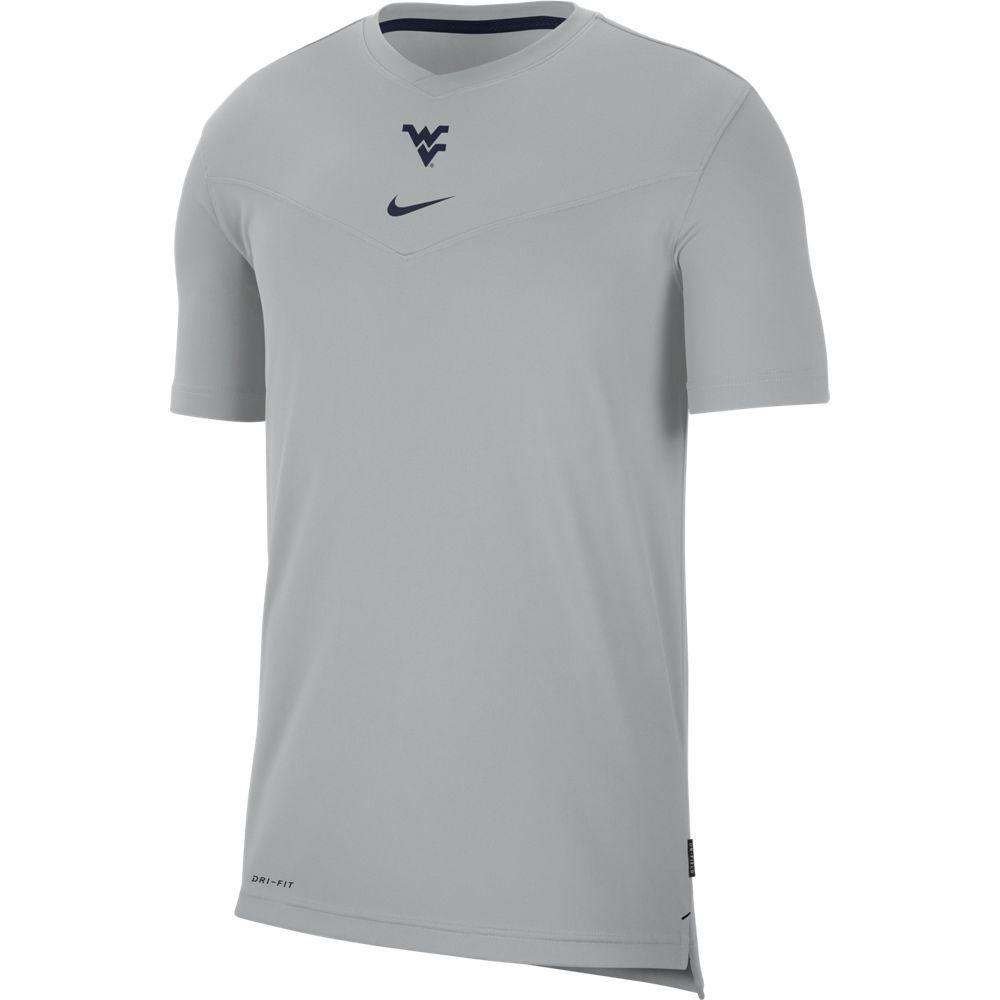 WVU | West Virginia Men's Nike Coach UV Short Sleeve Top | Alumni Hall