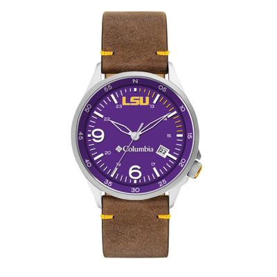 LSU Columbia Canyon Ridge Leather Watch