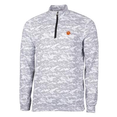 Clemson Cutter & Buck Men's Traverse Camo Half Zip Pullover