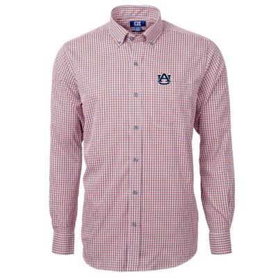 Auburn Cutter & Buck Men's Versatech Multi Check Woven Button Up