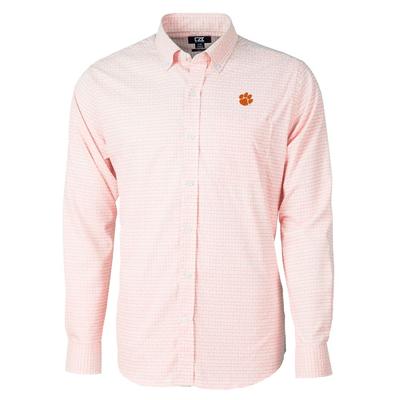 Clemson Cutter & Buck Men's Versatech Tattersall Button Up