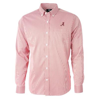 Alabama Cutter & Buck Men's Versatech Pinstripe Button Up