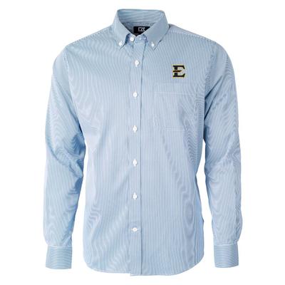 ETSU Cutter & Buck Men's Versatech Pinstripe Button Up