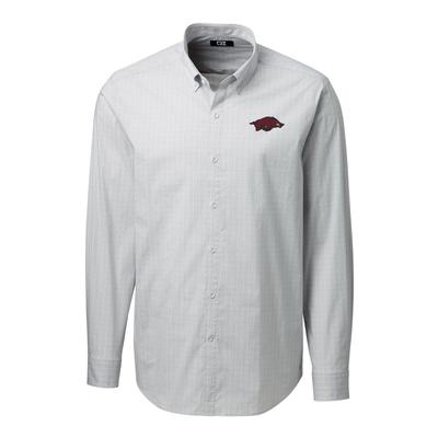 Arkansas Cutter & Buck Men's Soar Windowpane Check Button Up