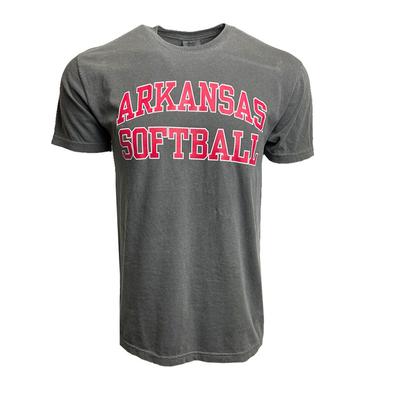 Arkansas Script A Softball Comfort Colors Short Sleeve Tee