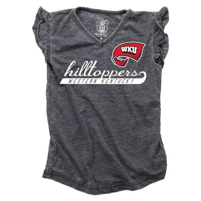 Western Kentucky Kids Script Burnout Ruffle Short Sleeve Tee