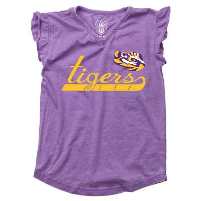LSU Kids Script Burnout Ruffle Short Sleeve Tee