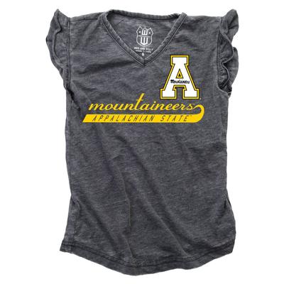 Appalachian State Kids Script Burnout Ruffle Short Sleeve Tee