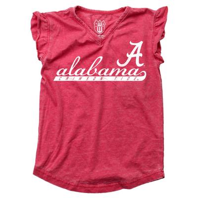 Alabama Kids Script Burnout Ruffle Short Sleeve Tee