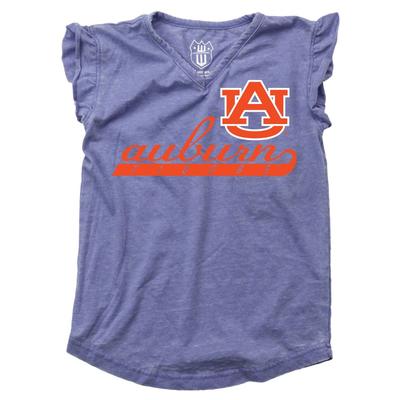 Auburn Kids Script Burnout Ruffle Short Sleeve Tee