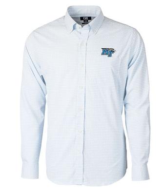 MTSU Cutter and Buck Men's Versatech Tattersall Dress Shirt