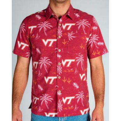 Virginia Tech Tellum And Chop Palm Print Hawaiian Shirt