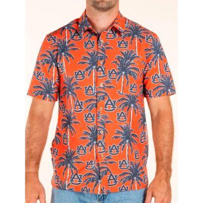 Auburn Tellum And Chop Palm Print Hawaiian Shirt
