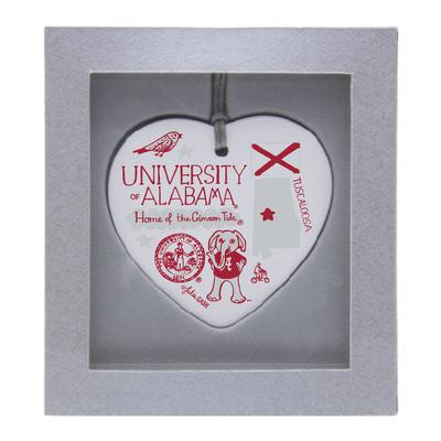Alabama Julia Gash Ceramic Heart Ornament