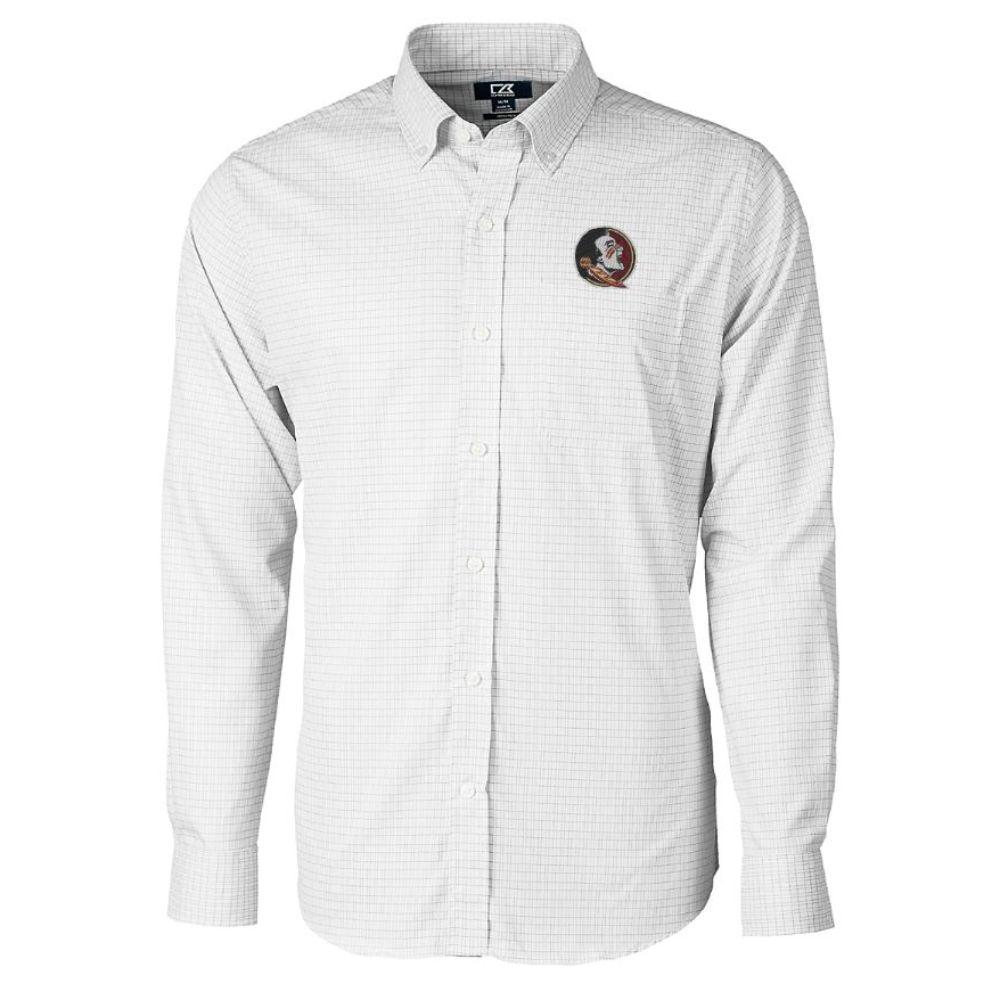 Florida State Cutter & Buck Men's Versatech Tattersall Button Up