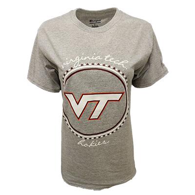  Virginia Tech Champion Gingham Script T- Shirt